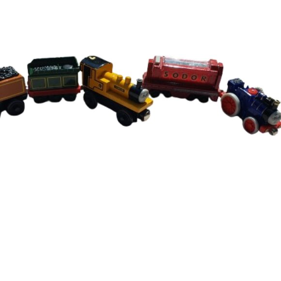 Lot 5 Pc Thomas The Tank Trains Duncan Fergus Duke & Emily Coal Car Gullane Wood - Picture 1 of 5